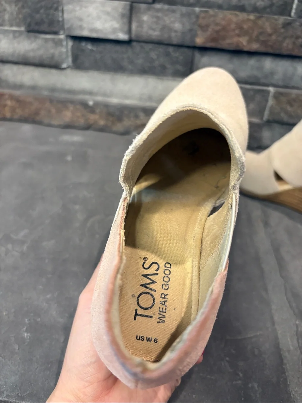 Toms Two-Tone Suede Wedge Booties w/ Cutout